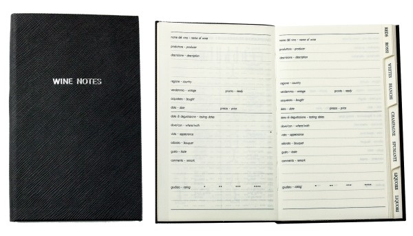 Pocket Notizbuch "WINE NOTES" (auswechselbar) mit Druckknopf, CAMBRIDGE Top Grain Leder dunkelbraun
