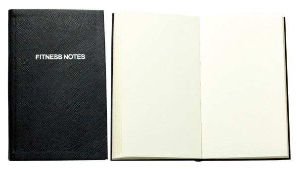 Pocket Notizbuch "FITNESS NOTES" (auswechselbar) mit Druckknopf, CAMBRIDGE Top Grain Leder dunkelbraun