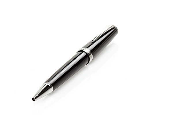 Drehkugelschreiber PALLADIUM schwarz inkl. Stecketui aus Leder