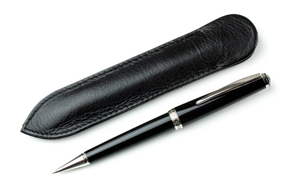 Drehbleistift PALLADIUM schwarz inkl. Stecketui aus Leder