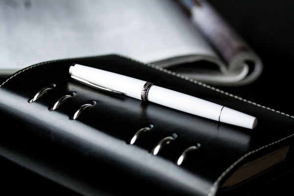 Füllhalter Patrone/Konverter PALLADIUM weiss inkl. Stecketui aus Leder