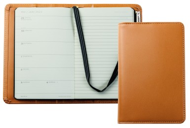 Pocket Kalenderbuch DIN A6 2026 PREMIUM LEDER BOXCALF cuoiobraun (glatt)