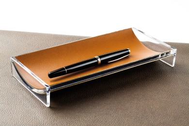 Federschale Acryl/Leder PREMIUM LEDER BOXCALF cuoiobraun (glatt)