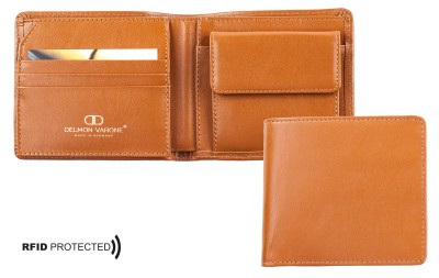 Herrenbörse mit Münz-u. Scheinfach PREMIUM LEDER BOXCALF cuoiobraun (glatt) - RFID Protected