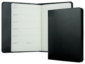 Kalenderbuch DIN B5 für das Jahr 2027 PREMIUM LEDER BOXCALF schwarz (glatt)