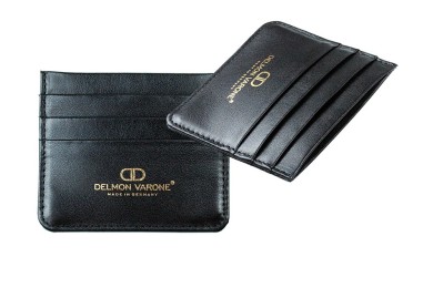 Kartenetui für 6 Karten slim fit PREMIUM LEDER BOXCALF schwarz (glatt)