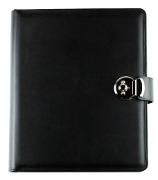 Dokumentenmappe DIN A4 / DIN A4+ mit Ringmechanik & Schloss | Echtleder | BOXCALF schwarz