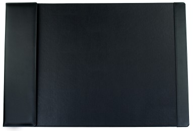 Schreibunterlage 65x45 mit Klappleiste inkl. Block + Kalender 2026/2027 PREMIUM LEDER BOXCALF schwarz (glatt)