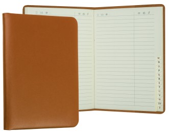 Adressbuch DIN A6+ (gebunden) | Echtleder | BOXCALF hellbraun