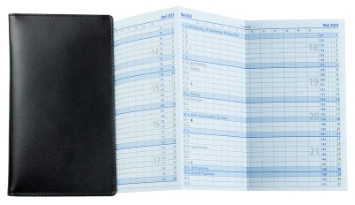 Leporello Faltkalender deutsch 2026 PREMIUM LEDER BOXCALF schwarz (glatt)