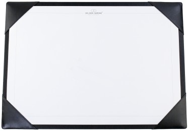 Schreibunterlage mit 4 Ecken + Papierblock PREMIUM LEDER BOXCALF schwarz (glatt)