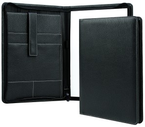 RV-Schreibmappe DIN A4 mit iPad Fach PREMIUM LEDER SOFT GRAIN schwarz (genarbt)