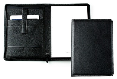 RV-Schreibmappe DIN A4 mit iPad Fach PREMIUM LEDER SOFT GRAIN schwarz (genarbt)