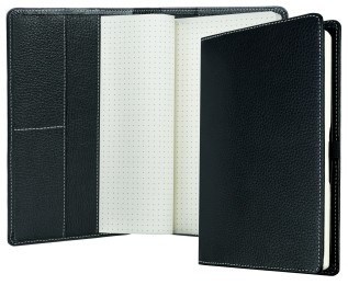 Notizbuch DIN A5 schmal | Echtleder | SOFTGRAIN schwarz