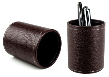 Stifteköcher PREMIUM LEDER SOFT GRAIN dunkelbraun (genarbt)