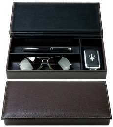 Ablagekasten mit Deckel PREMIUM LEDER SOFT GRAIN dunkelbraun (genarbt)