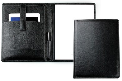 Schreibmappe DIN A4 PREMIUM LEDER SOFT GRAIN schwarz (genarbt)