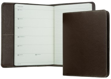 Kalenderbuch DIN B5 für das Jahr 2027 PREMIUM LEDER SOFT GRAIN dunkelbraun (genarbt)