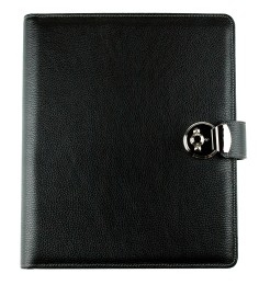 Dokumentenmappe DIN A4 / DIN A4+ mit Ringmechanik & Schloss | Echtleder | SOFTGRAIN schwarz