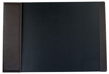 Schreibunterlage 65x45 mit Klappleiste inkl. Block + Kalender 2026/2027 PREMIUM LEDER SOFT GRAIN dunkelbraun (genarbt)