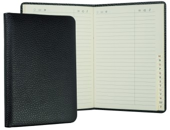 Adressbuch DIN A6+ (gebunden) | Echtleder | SOFTGRAIN schwarz