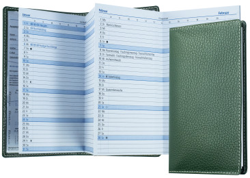 Leporello Faltkalender deutsch 2027 PREMIUM LEDER SOFT GRAIN grün (genarbt)