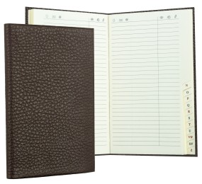 Adressbuch Pocket Format (gebunden) | Echtleder | SOFTGRAIN dunkelbraun