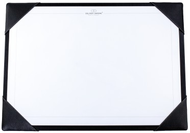 Schreibunterlage mit 4 Ecken + Papierblock PREMIUM LEDER SOFTGRAIN schwarz (genarbt)