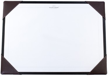 Schreibunterlage mit 4 Ecken + Papierblock PREMIUM LEDER SOFTGRAIN dunkelbraun (genarbt)