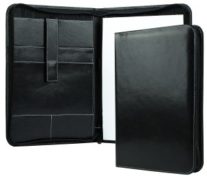 RV-Schreibmappe DIN A4 mit iPad Fach PREMIUM LEDER VINTAGE Anilin schwarz