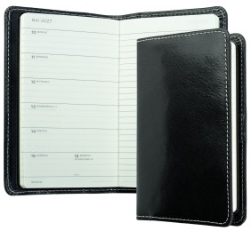 Pocket Kalenderbuch DIN A6 2027 PREMIUM LEDER VINTAGE Anilin schwarz