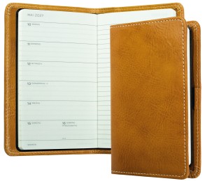 Pocket Kalenderbuch DIN A6 2027 PREMIUM LEDER VINTAGE Anilin cuoiobraun