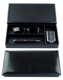 Ablagekasten mit Deckel PREMIUM LEDER VINTAGE schwarz