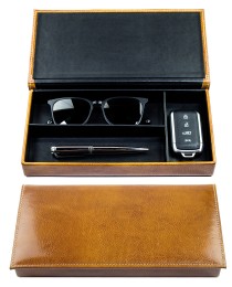 Ablagekasten mit Deckel PREMIUM LEDER VINTAGE cuoiobraun