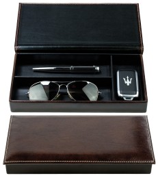 Ablagekasten mit Deckel PREMIUM LEDER VINTAGE marronebraun