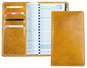 Taschenkalender mit Spiralbindung 2026 in PREMIUM LEDER VINTAGE Anilin cuoiobraun