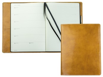 Kalenderbuch DIN B5 für das Jahr 2026 PREMIUM LEDER VINTAGE cuoiobraun (glatt)
