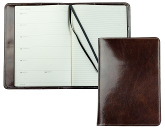 Kalenderbuch DIN B5 für das Jahr 2026 PREMIUM LEDER VINTAGE marronebraun (glatt)