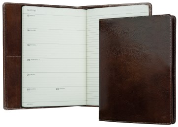 Kalenderbuch DIN B5 für das Jahr 2027 PREMIUM LEDER VINTAGE marronebraun (glatt)