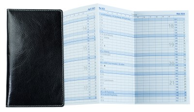 Leporello Faltkalender deutsch 2026 PREMIUM LEDER VINTAGE schwarz