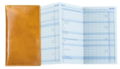 Leporello Faltkalender deutsch 2026 PREMIUM LEDER VINTAGE cuoiobraun