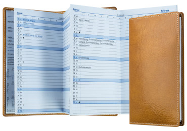 Leporello Faltkalender deutsch 2027 PREMIUM LEDER VINTAGE cuoiobraun