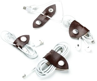 Kabel Organizer Set - Kabelbinder 4-teilig PREMIUM LEDER VINTAGE marronebraun