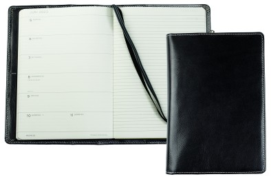 Kalenderbuch DIN A5 für das Jahr 2026 PREMIUM LEDER VINTAGE schwarz