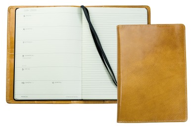 Kalenderbuch DIN A5 für das Jahr 2026 PREMIUM LEDER VINTAGE cuoiobraun