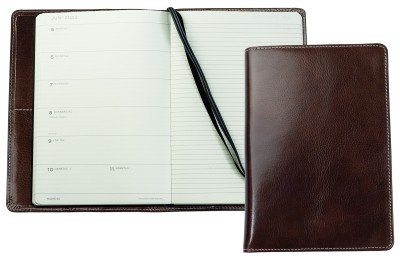 Kalenderbuch DIN A5 für das Jahr 2026 PREMIUM LEDER VINTAGE marronebraun