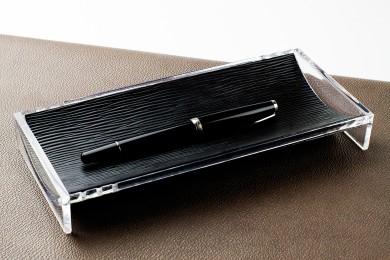 Federschale Acryl/Leder PREMIUM LEDER MANHATTAN schwarz mit Paglia Narbung