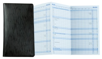 Leporello Faltkalender deutsch 2026 PREMIUM LEDER MANHATTAN Paglia schwarz