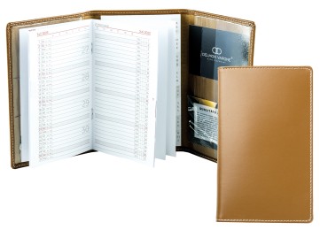 Taschenkalender 3-teilig für 2026 - Cambridge Top Grain Leder hellbraun