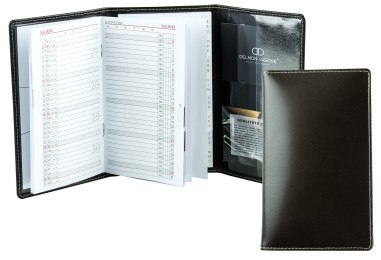 Taschenkalender 3-teilig für 2026 - Cambridge Top Grain Leder dunkelbraun